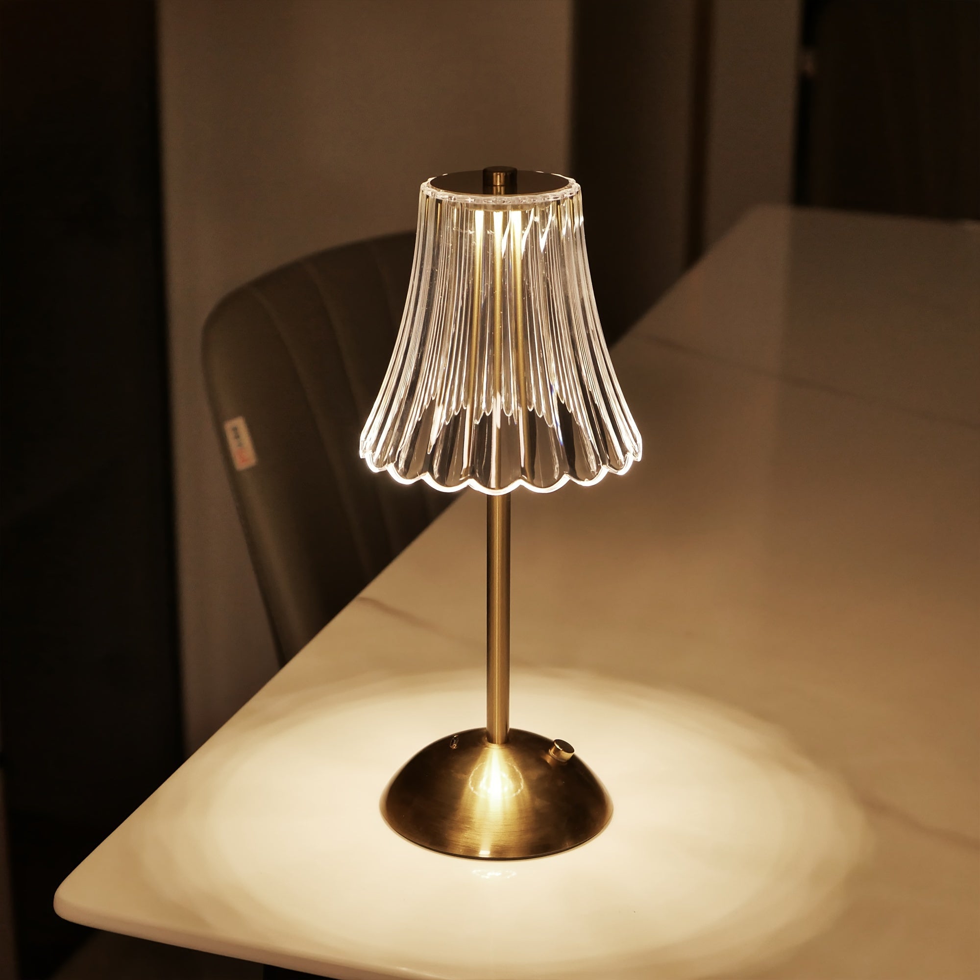 Contemporary LED Crystal Touch Control Table Lamp with Wrought Iron Base