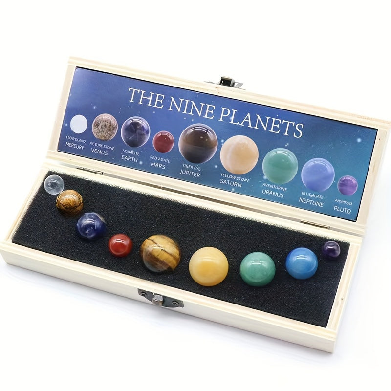 Conjunto de nueve piedras preciosas de cristal natural que representan los planetas del sistema solar para decoración y regalos