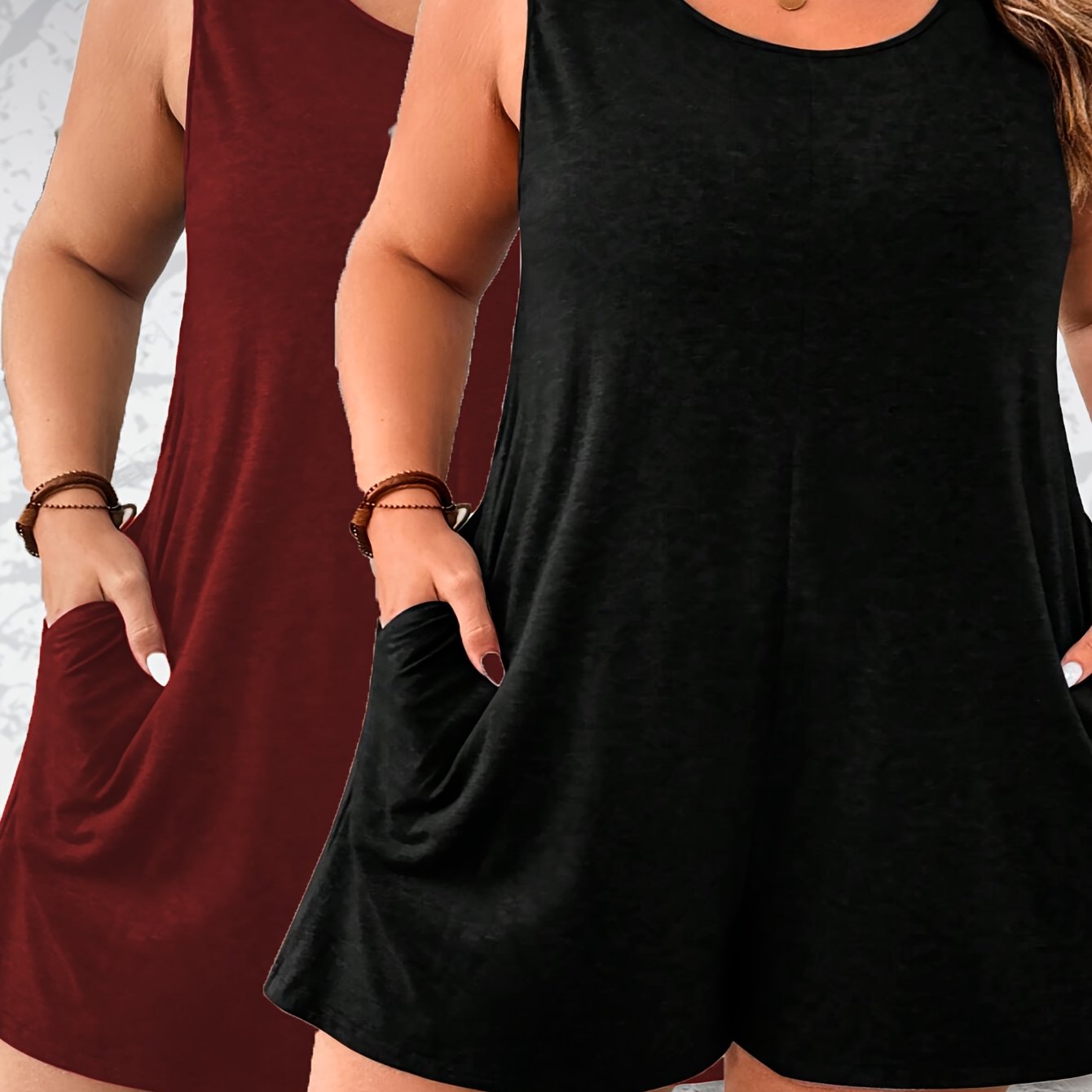 Women's Plus Size Solid Color Casual 2-Piece Set with Pants