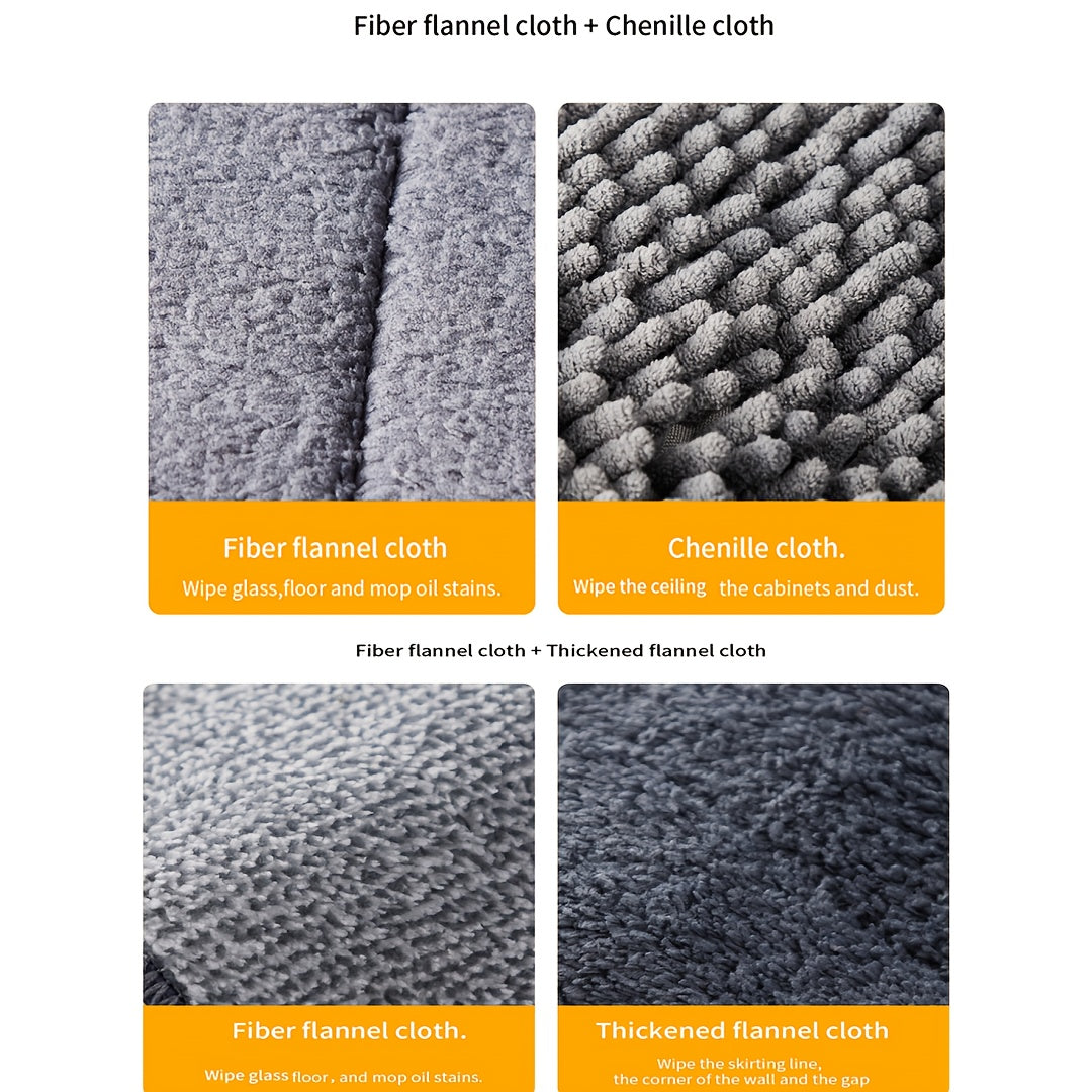 Multi-Functional Triangle Mop for Walls and Ceilings, Adjustable, Collapsible, 4 Washable Microfiber Pads