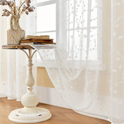 Pair Of Transparent Gauze Curtains With Floral Embroidery For Living Room Bedroom Outdoor