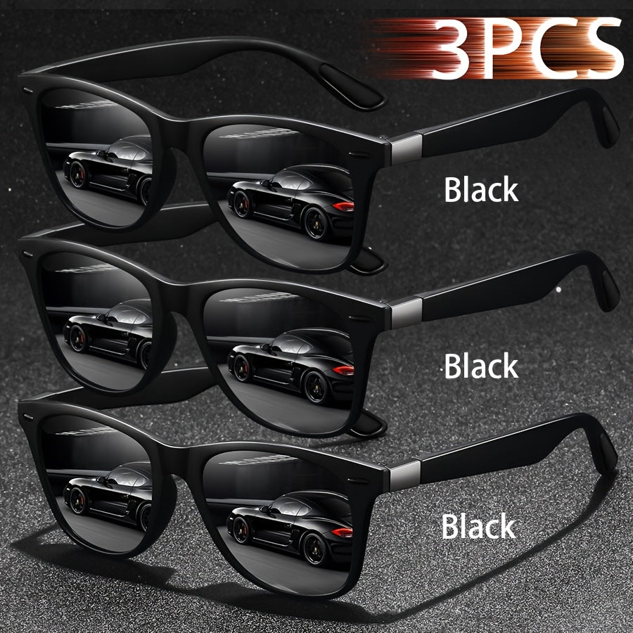 Unisex Vintage Square Glasses Full Rim Polycarbonate Frame Anti-Glare for Driving Hiking and Daily Use