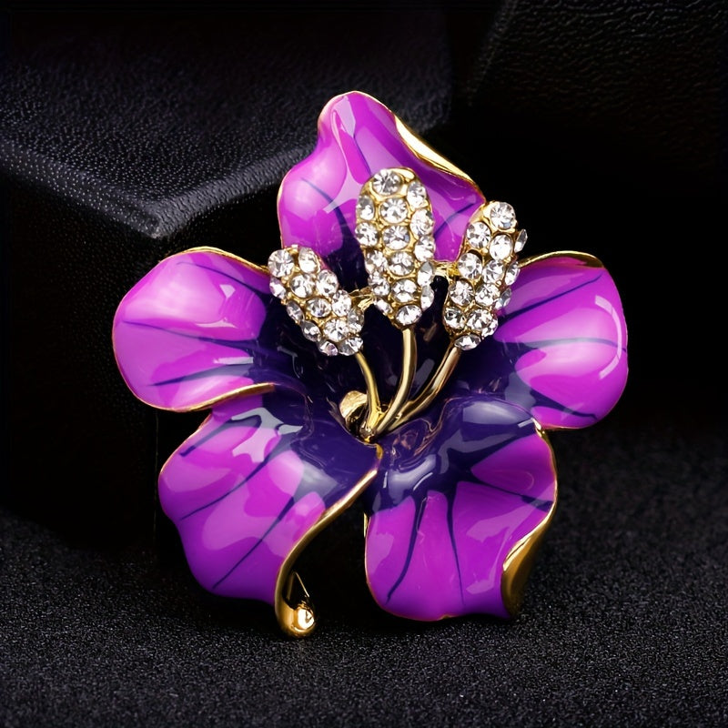 Flower Brooch Pin with Rhinestones for Bridal Wedding Accessories