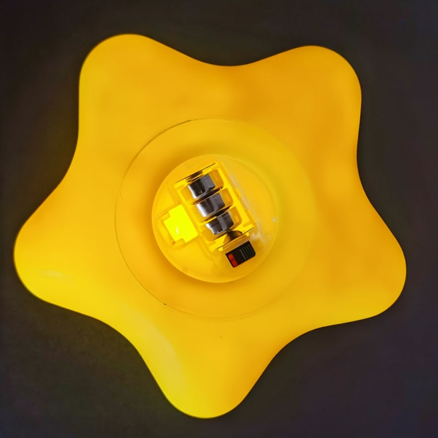 Star-Shaped LED Night Light with Smile Expression Soft Yellow Glow Plastic Battery Operated