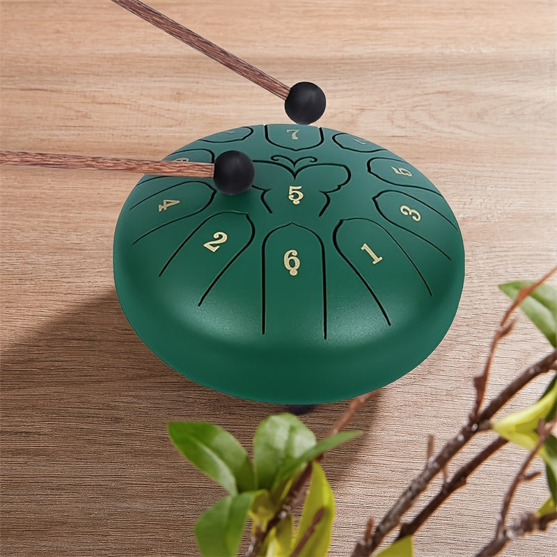 Steel Tongue Drum 11 Notes Carbon Steel for Sound Healing Meditation with Carry Bag and Accessories