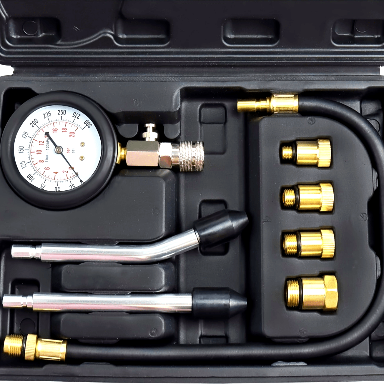 Kit de prueba de compresión de motor de 8 piezas, manómetro de presión para motores de gasolina