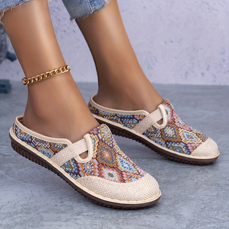 Women's Bohemian Flat Shoes Geometric Pattern Slip-On Sneakers All-Season