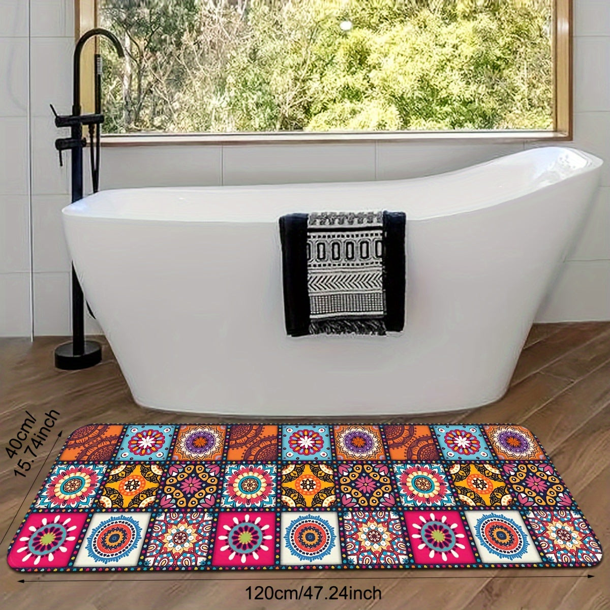 Rang-barang Boho oshxona matosi, sirgʻalmas, yogʻga chidamli kirish matosi, oshxona, yotoqxona, hammom uchun