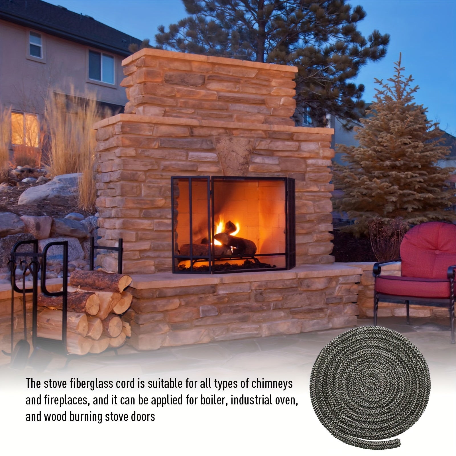 Yong'in pechkasiga mo'ljallangan, 2m fiberglas qoplama ip bilan mustahkam vintage pechka eshigi muhr, yuqori haroratga chidamli, devorga o'rnatiladigan, elektrsiz shisha pechka muhrini almashtirish, ishqalanishga chidamli va yumshoq.