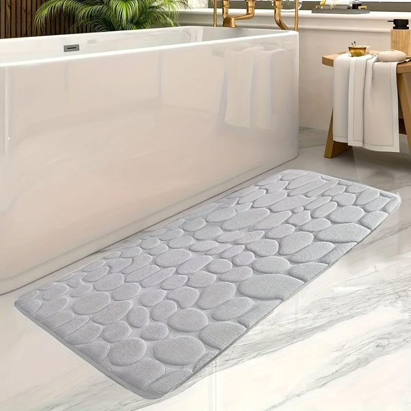 Coral Fleece Memory Foam Bath Mat Non-Slip Absorbent Geometric Design Machine Washable Entryway Rug