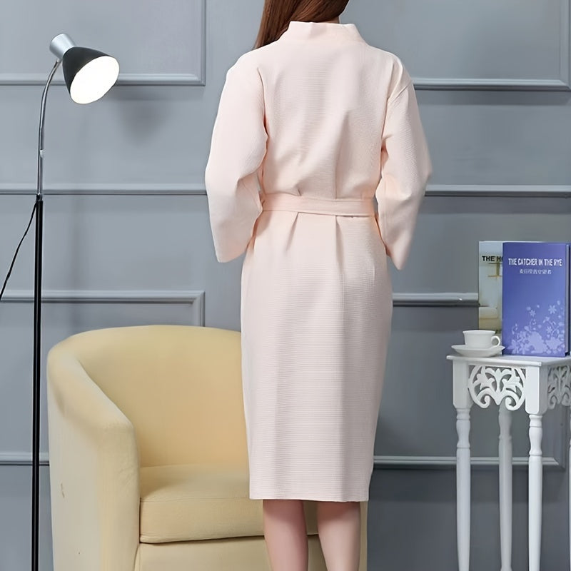 Unisex Waffle Knit Cotton Bathrobe with Space Theme and Plaid Pattern Durable Soft Absorbent One Size