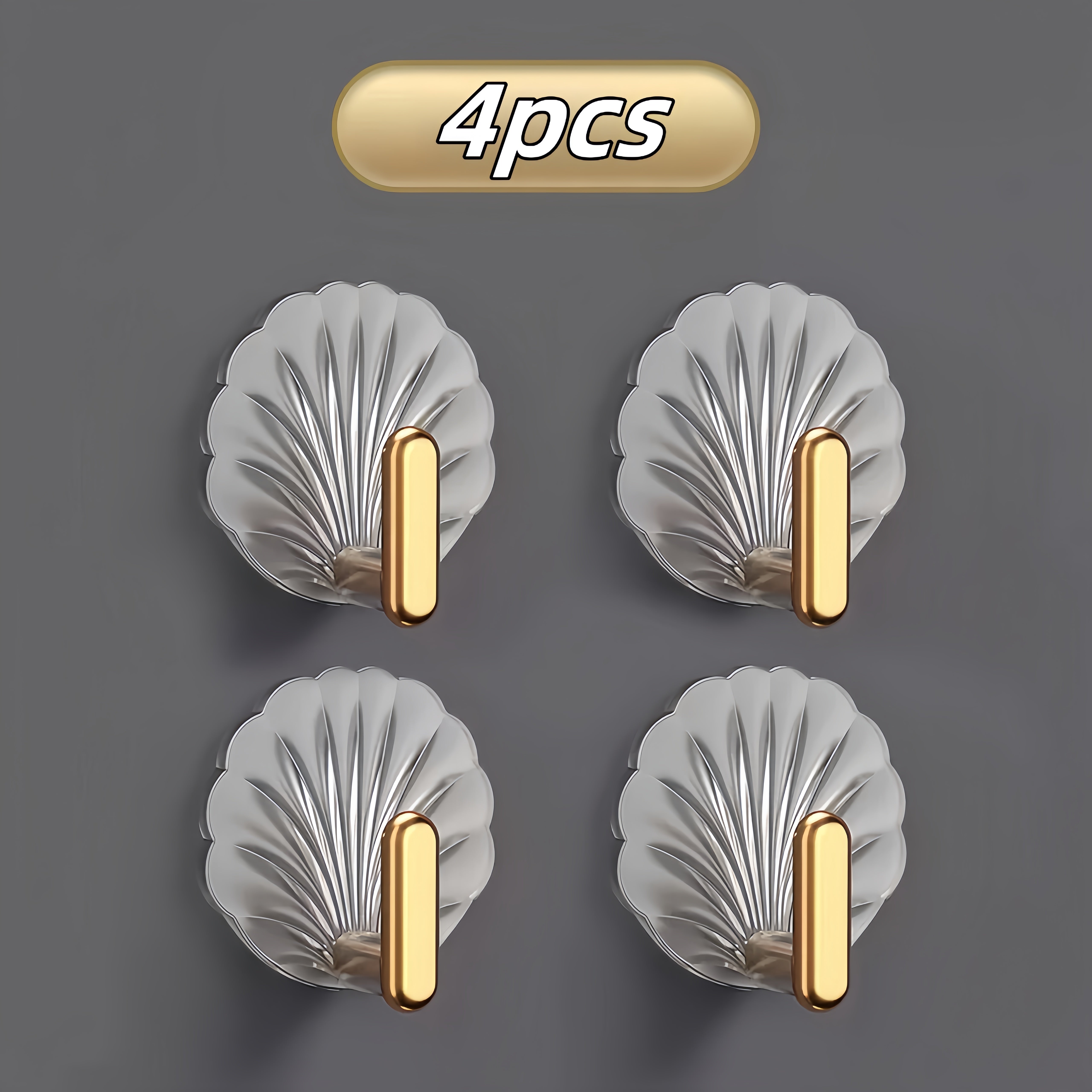 Light Gold-Plated Waterproof Heavy Duty Hooks for Kitchen Bathroom Set of 4