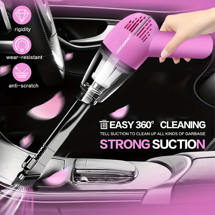 Pink Car Vacuum Cleaner Portable Handheld Wet Dry Pet Hair Suction