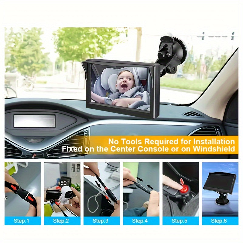 Car Rear-View Monitor 12.7cm Night Vision Camera for Child Seat Viewing