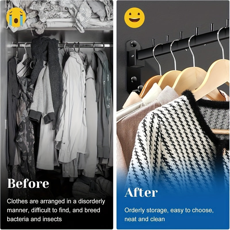 Stainless Steel Coat Rack with Swing Arm for Bathroom Bedroom Laundry Room