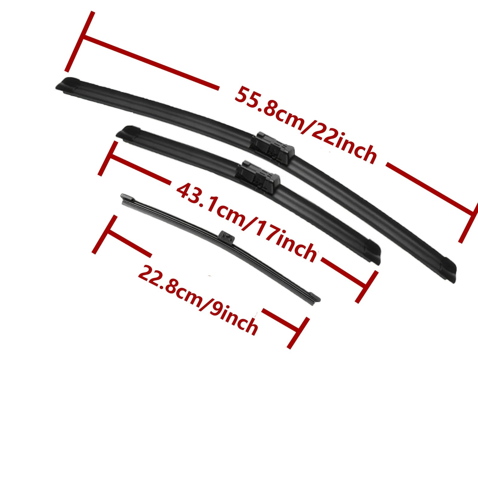 Universal Windshield Wiper Blades - Durable Rubber, Easy Install, Set of 3