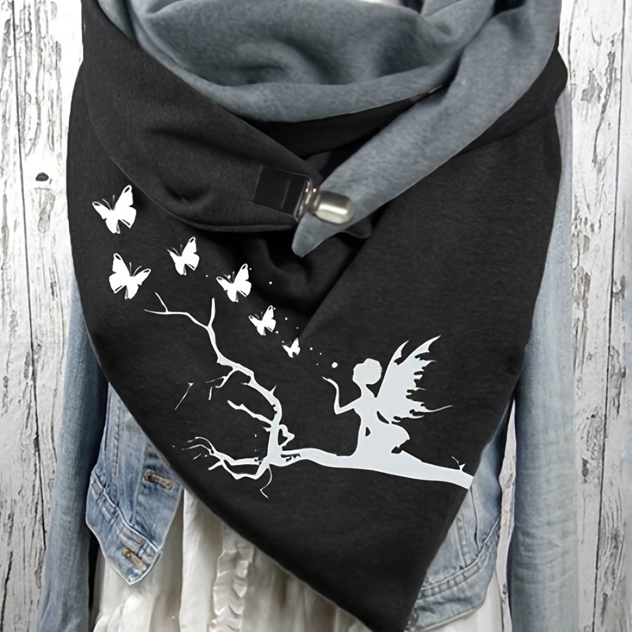 Women's Warm Owl Print Triangle Scarf Polyester Windproof Cozy Winter Accessory