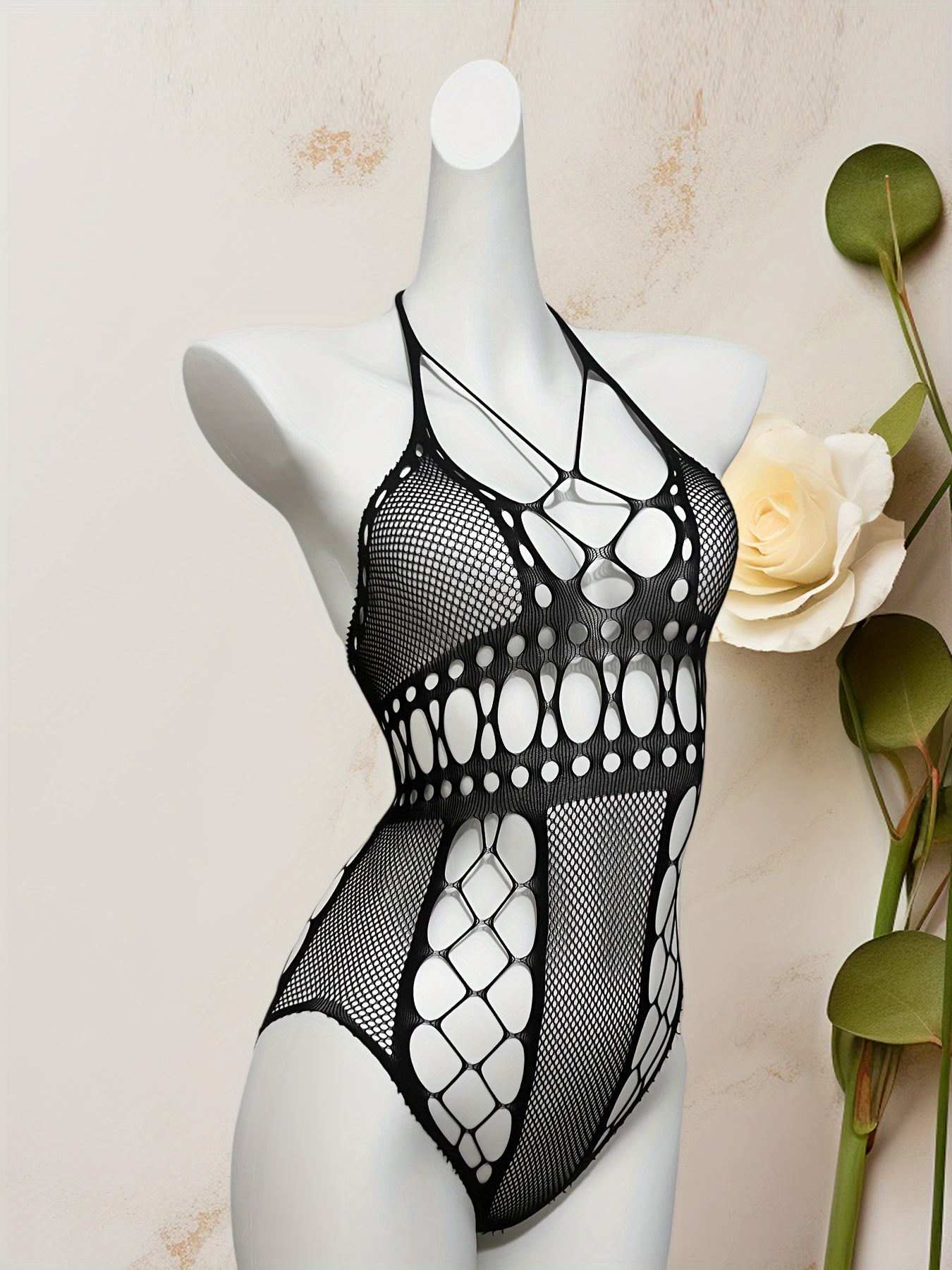 Black Bikini with Neck Strap and Backless Design for Women