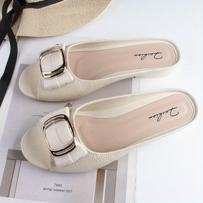 Women's PVC Slide Sandals Summer Open Toe Shoes Low Heel Soft Sole