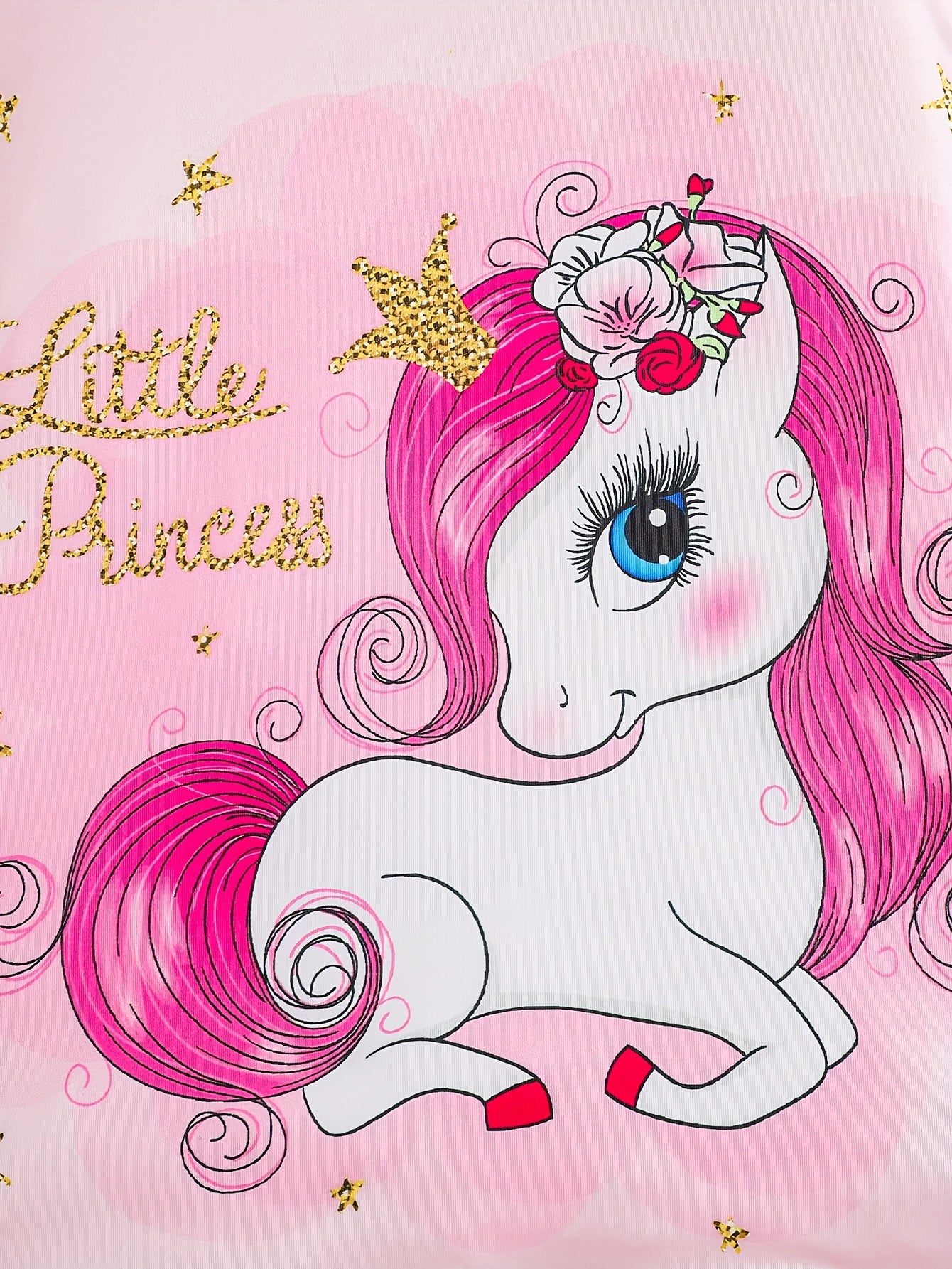 Girls' Polyester Unicorn Dress with Flutter Trim for Spring and Summer