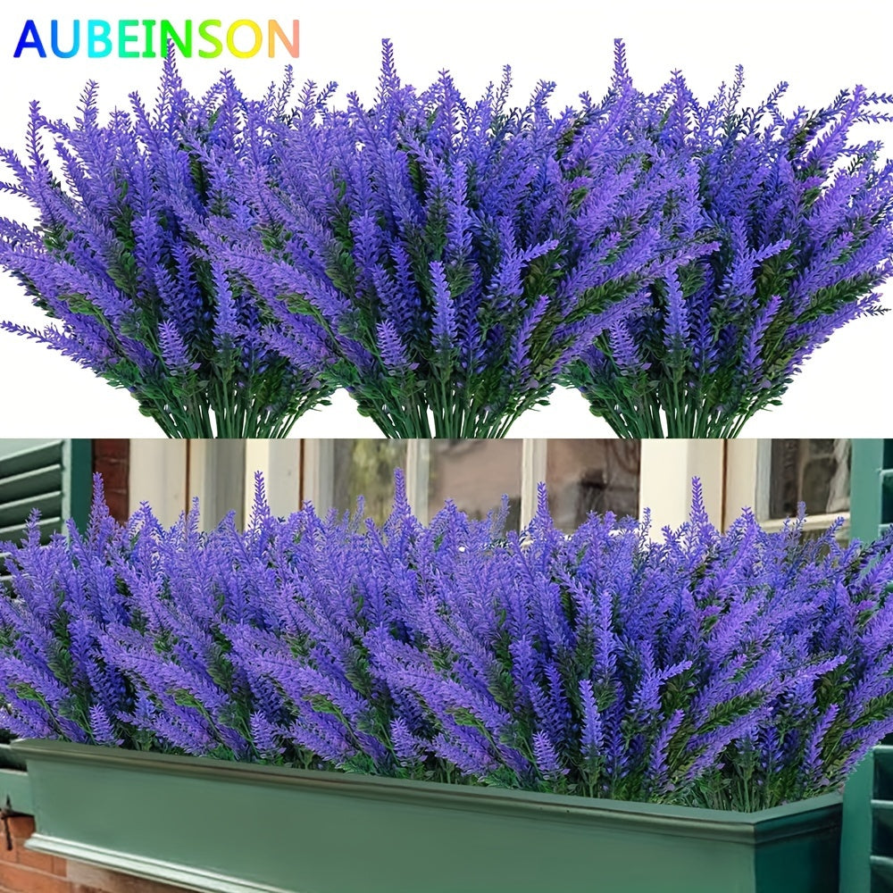 Artificial Lavender Flowers 8 Bundles UV-Resistant Outdoor Decoration