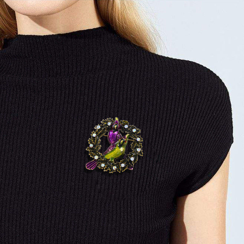Броши в виде птичьего венка с rhinestones, дизайн животного, 3D-имитация, ювелирные аксессуары