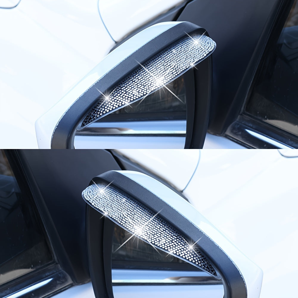 2 dona Avtomobil oynasi yomg'ir himoyachilari, aks ettiruvchi rhinestonelar bilan, yaxshilangan ko'rinish uchun