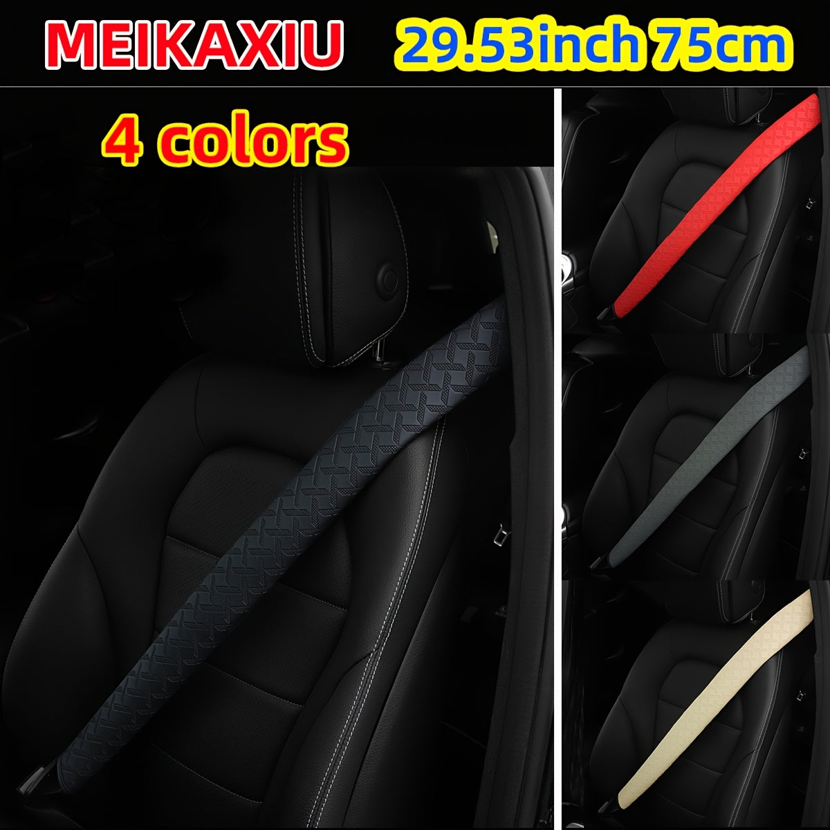 Car Seat Belt Shoulder Pads PU Leather 4 Colors 74.9cm Soft Cushioned Protector