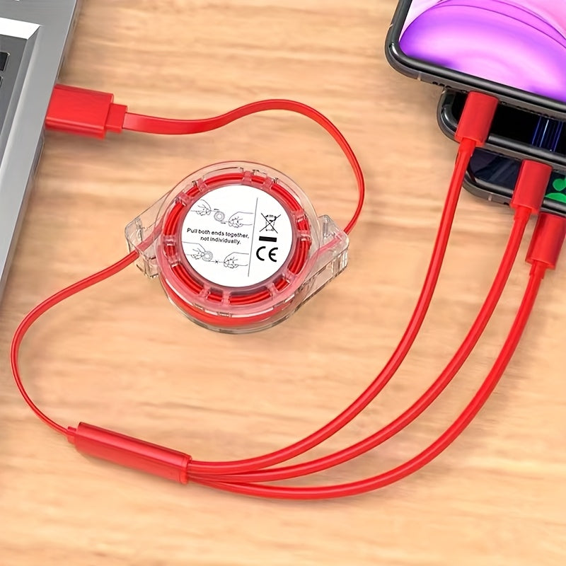 3-в-1 мобильный зарядный кабель, совместимый с устройствами iPhone, TYPE-C и Micro b