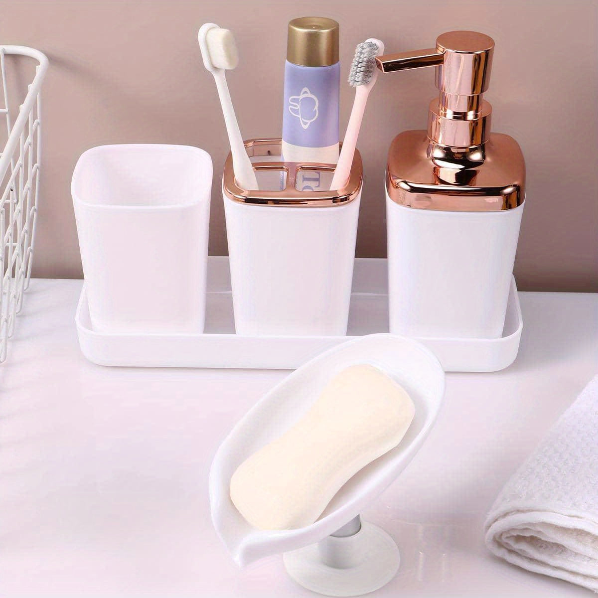 Black Bathroom Accessories Set with Lotion Dispenser Toothbrush Holder and Soap Dish