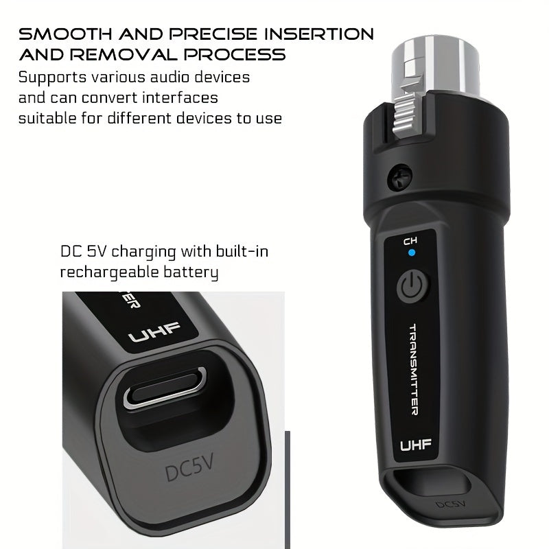 Dinamik mikrofonlar va gitara uchun UHF XLR simsiz mikrofon tizimi, PA tizimlari va audio mikserlar uchun mos keladi.