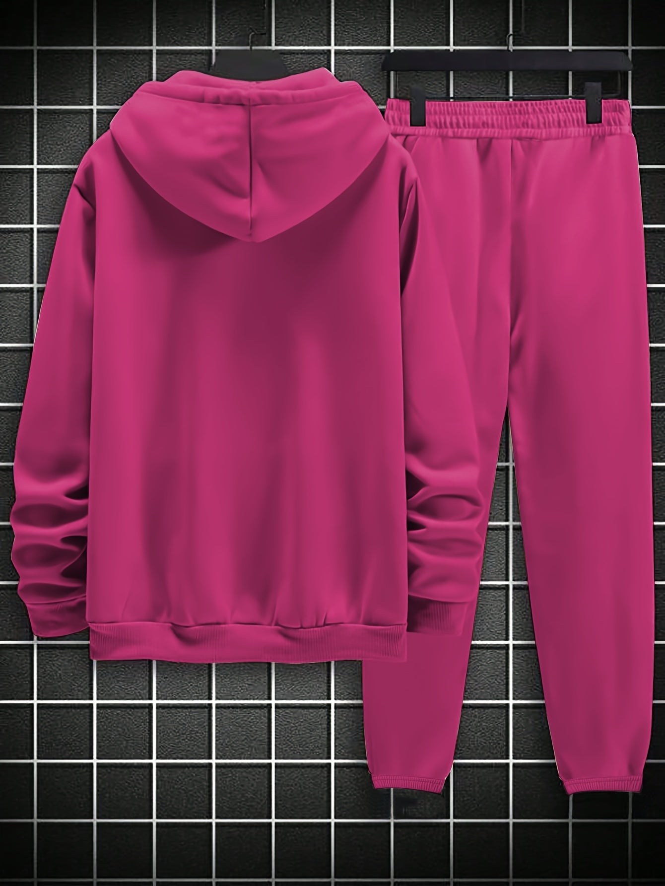 Men's Plus Size Hooded Casual Tracksuit 2pcs Solid Polyester Regular Fit Sports Set