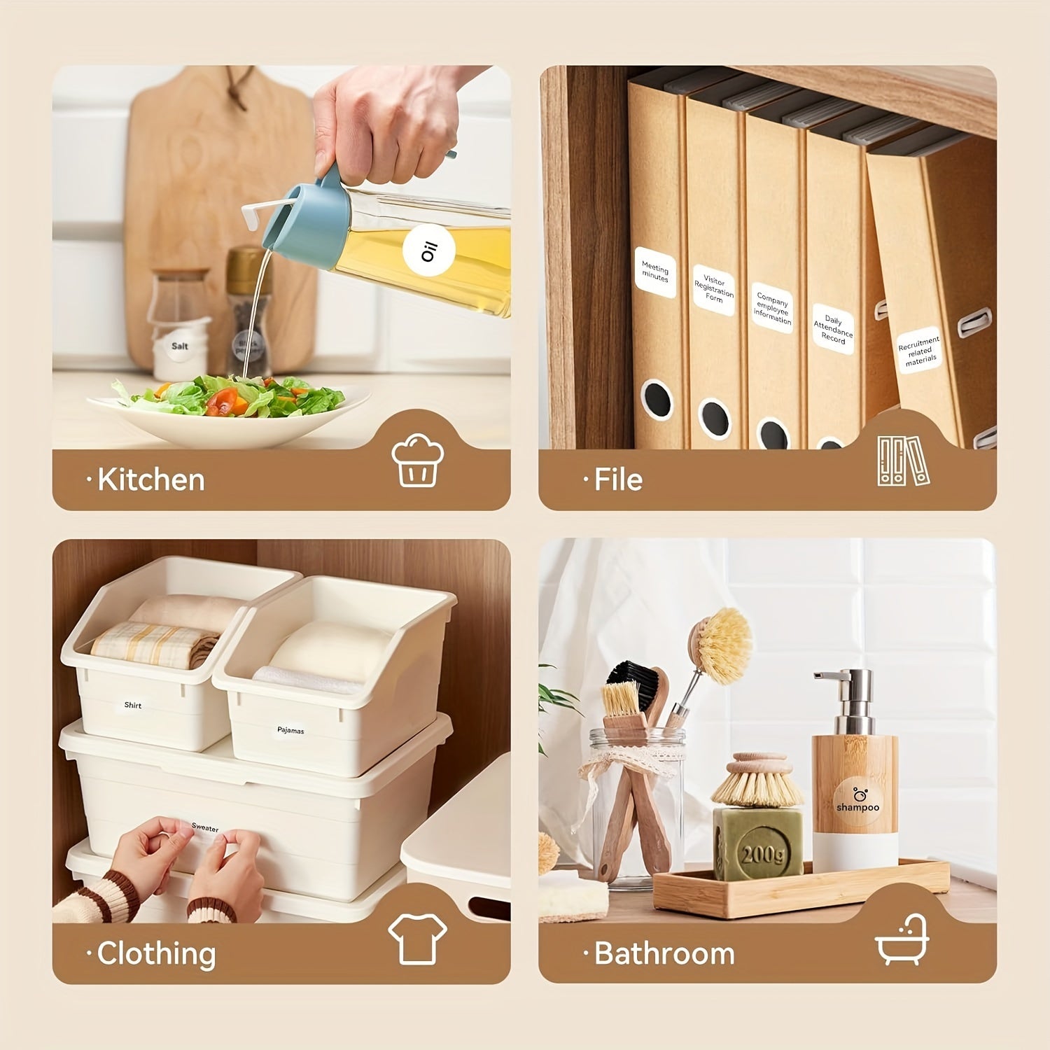 NIIMBOT B1/B21/B3S uchun mos termal transfer yorliqlari, 50x30mm, 230 yorliq/rolik, suv o'tkazmaydigan, yog'ga chidamli, oq PVC lenta, 1 rolik