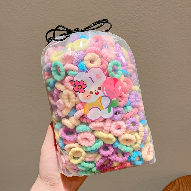 Paquete de 100 gomas de pelo elásticas para niñas, bandas de toalla de poliéster suave para uso diario