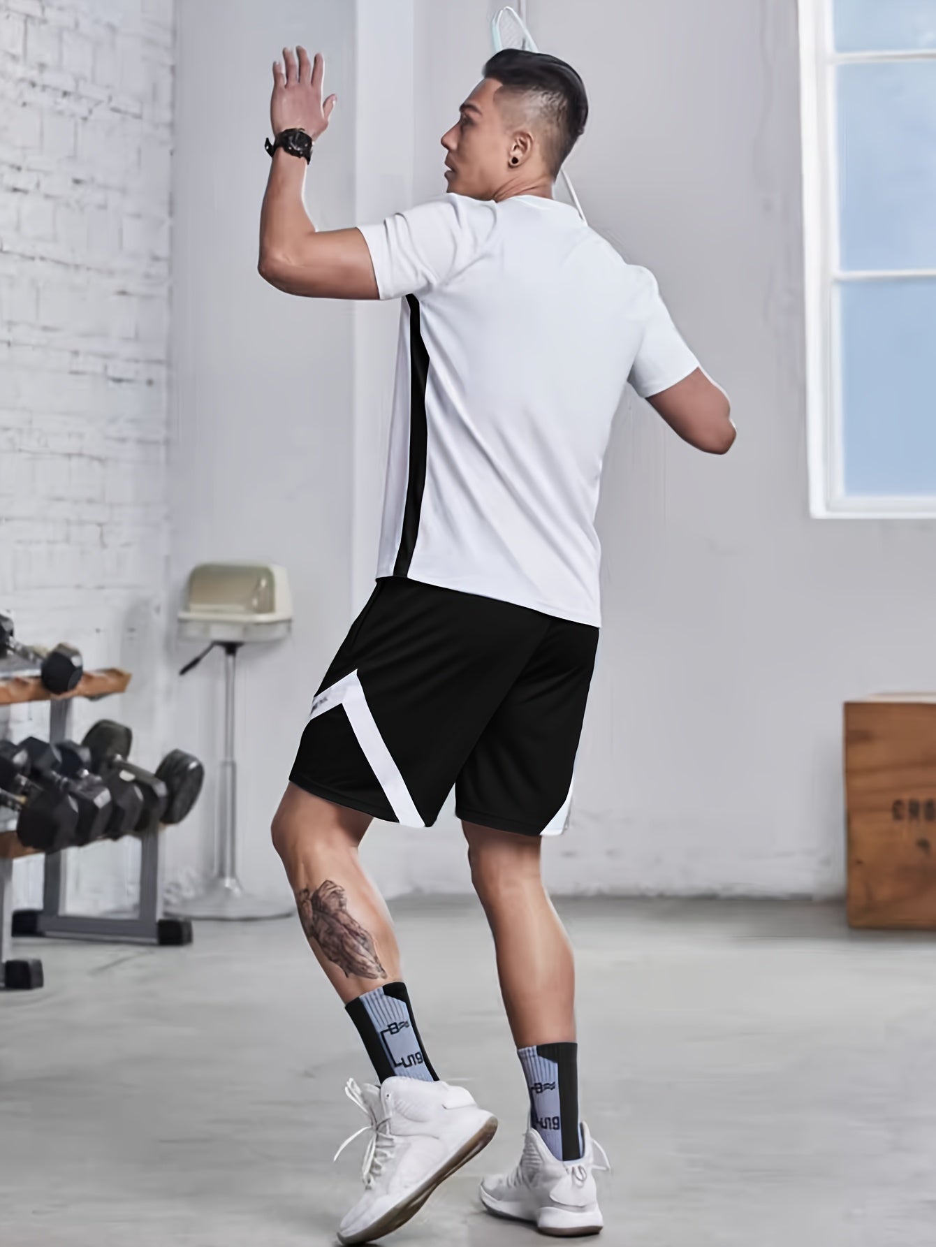 Ropa deportiva de poliéster con patrón geométrico para hombres para correr y entrenar