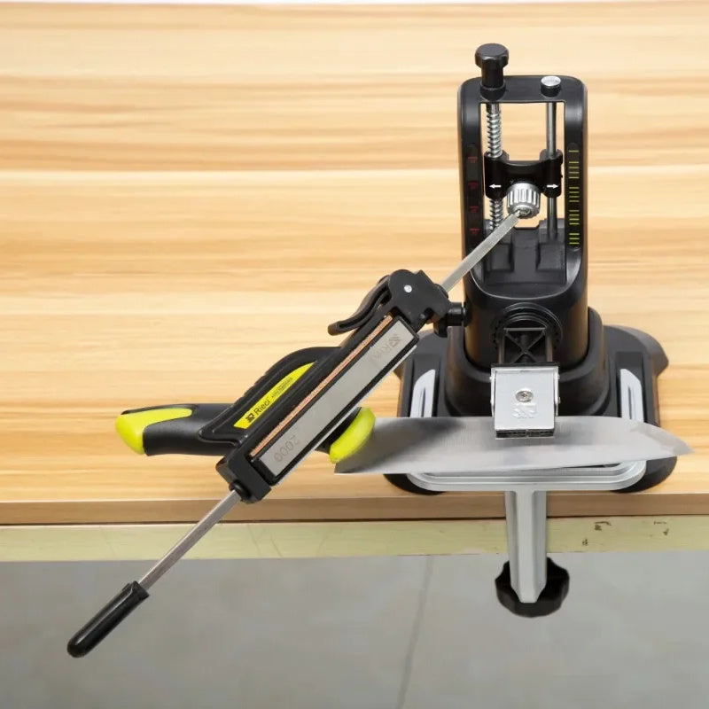 Professional Knife Sharpener System with Cast Iron Base and Whetstones