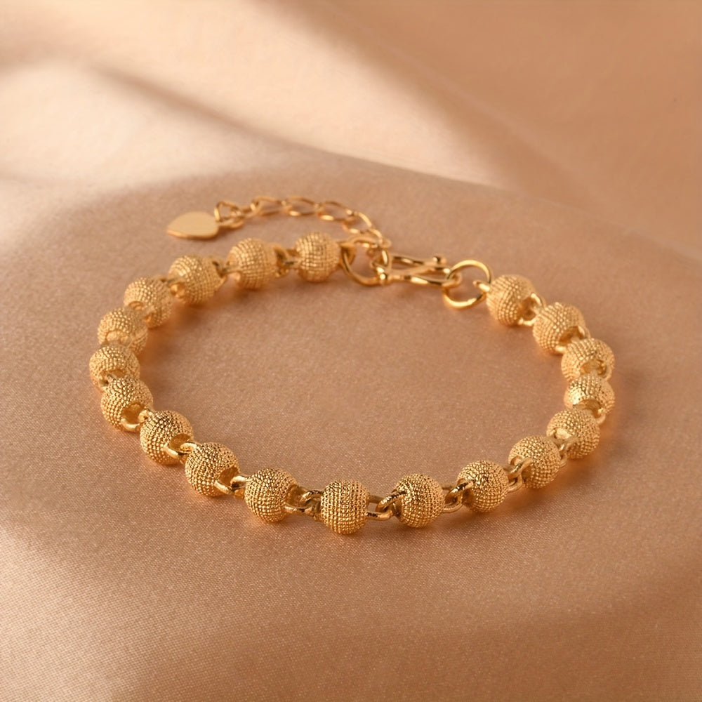 Adjustable Gold Plated Bracelet for Women with Beads Jewelry Gift