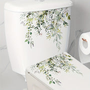 Set of 2 Waterproof Plant-Themed Toilet Stickers for Bathroom Decoration 26.92x31.75cm