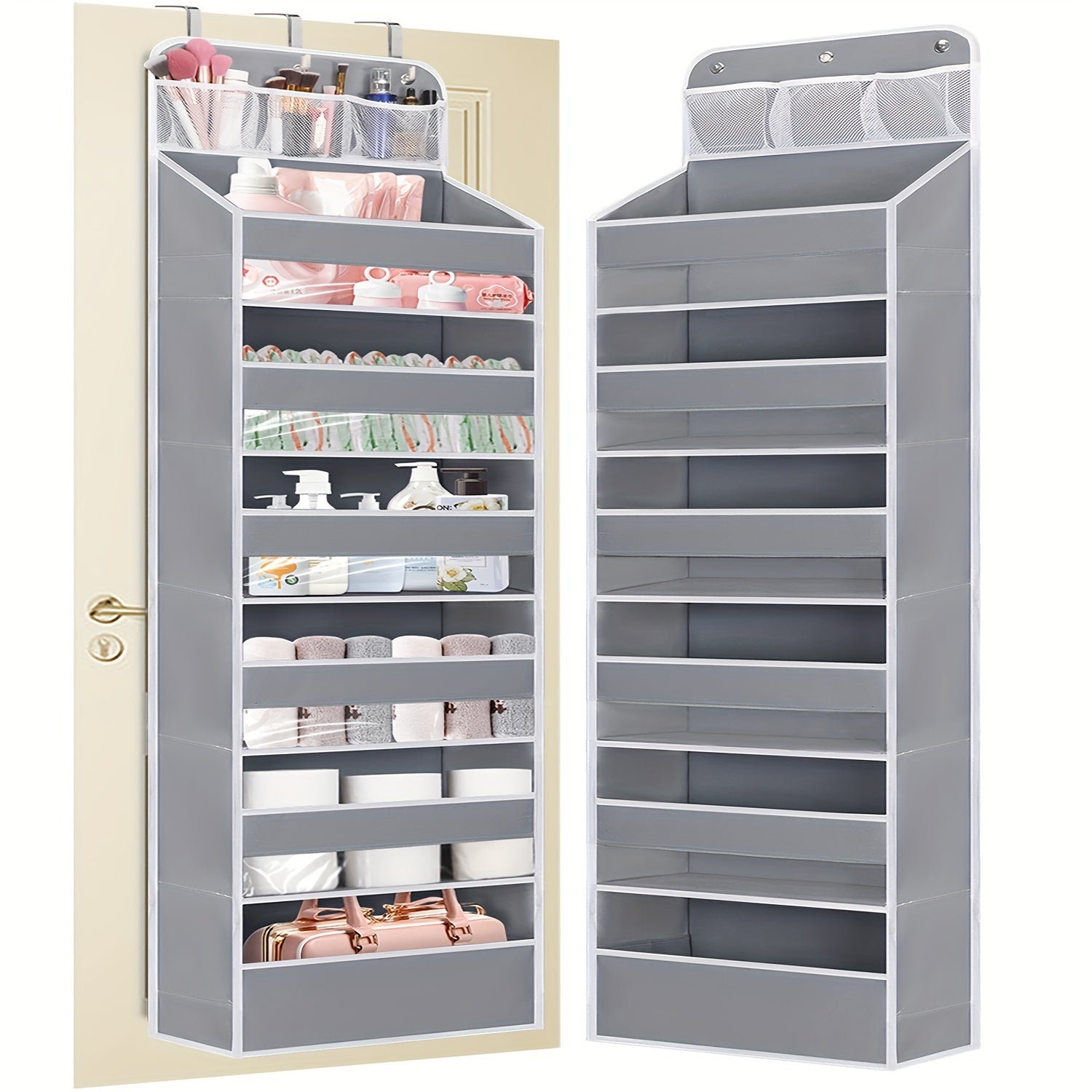 Over-the-Door Organizer with 7 Large Pockets and Clear Window for Bedroom Bathroom Storage