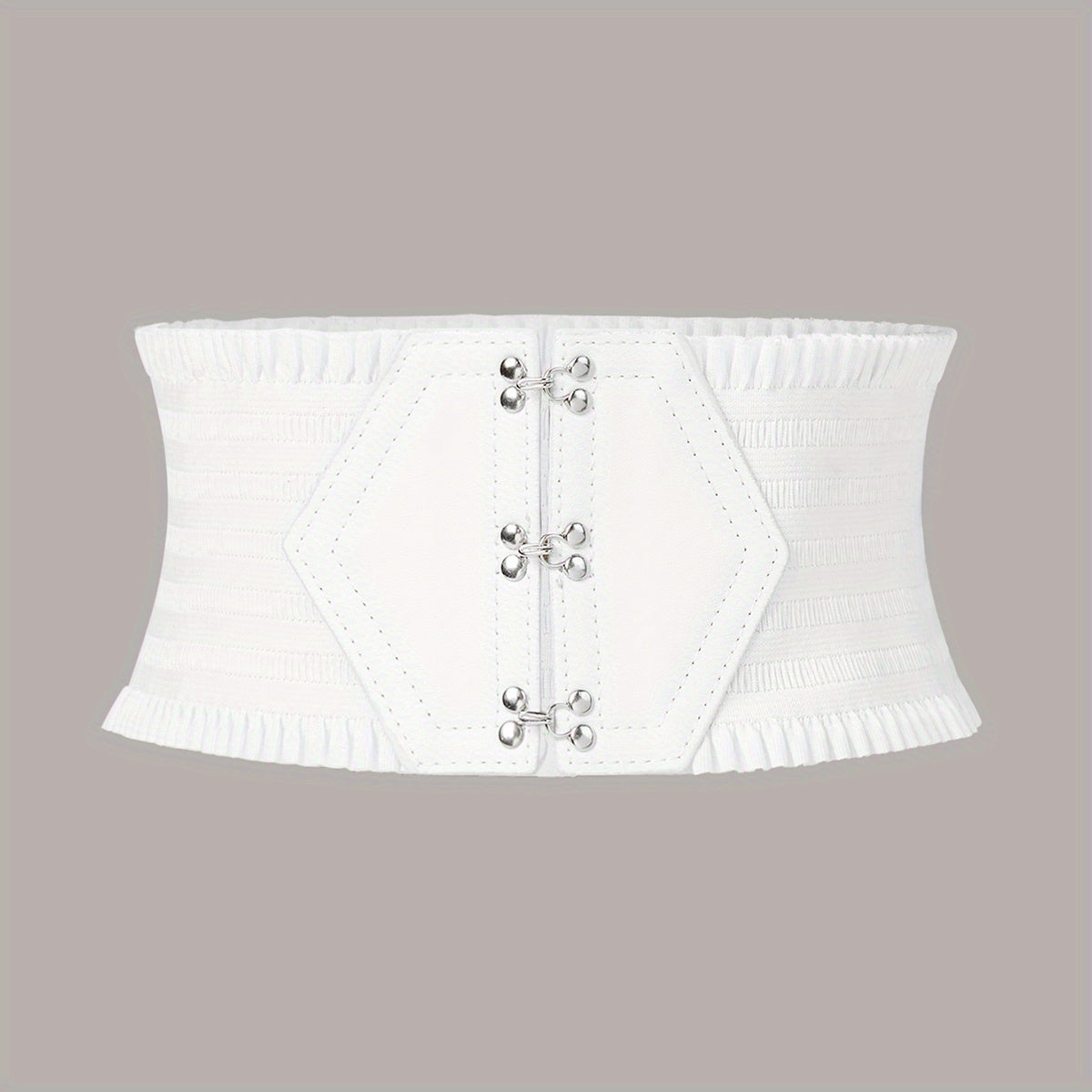 Women's Elastic Waistband Dress Girdle with Candy-Colored Ruffles and Wide Belt