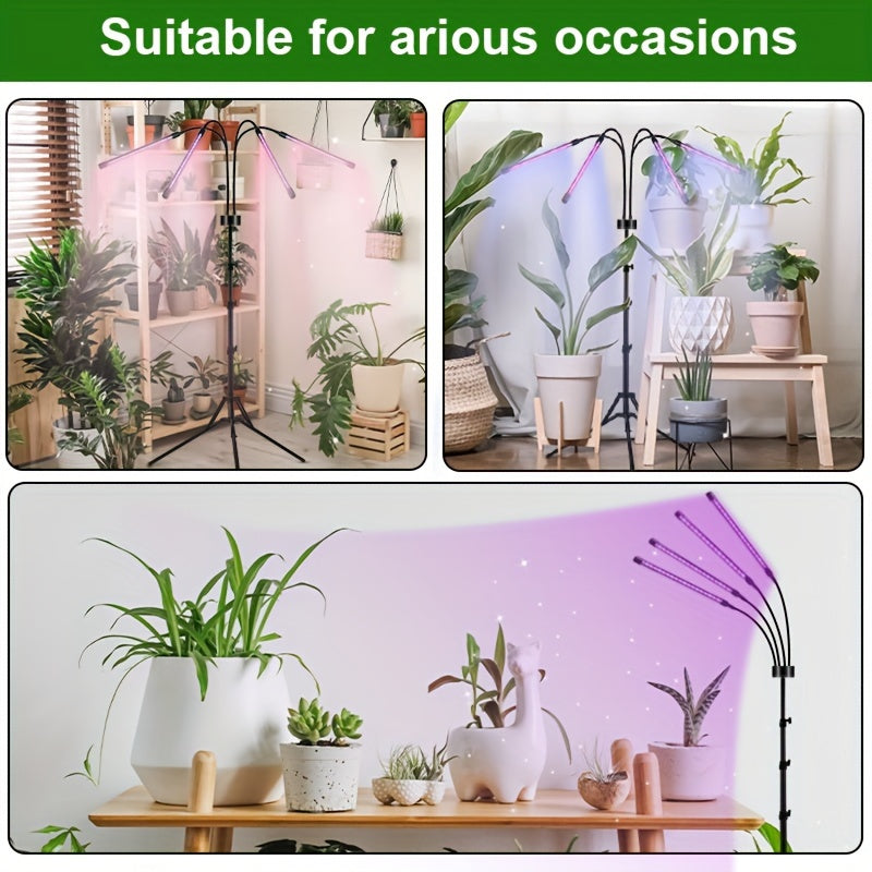 Indoor Plant Grow Light with 80 LEDs Full Spectrum Timed Seedling Lamp with Red Blue White Modes