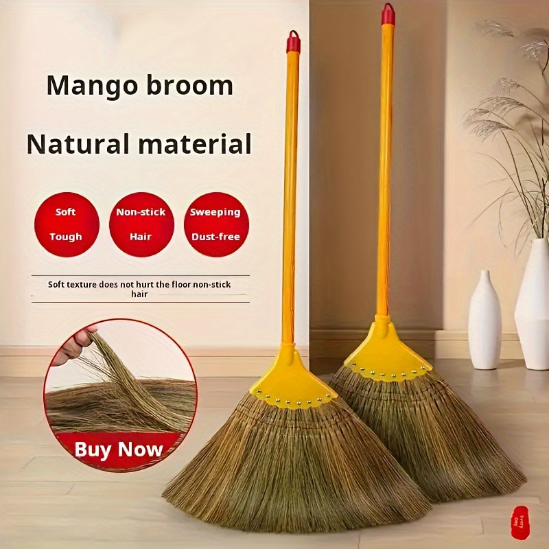 Hand-Woven Mango Broom Anti-Static for Hard Floors Living Room Kitchen Bedroom