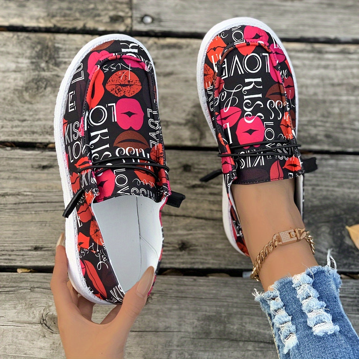 Women's Casual Flat Bottom Sports Shoes Black Comfortable Sneakers