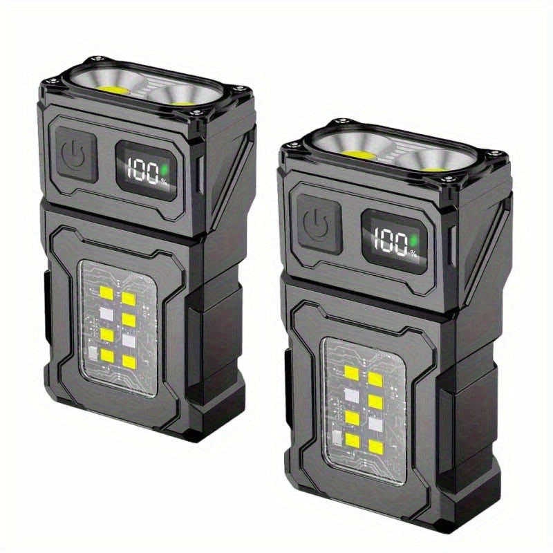 Mini LED Flashlight with Rotatable Head Magnet Clip 7 Modes Rechargeable Lithium Battery for Camping and Emergencies