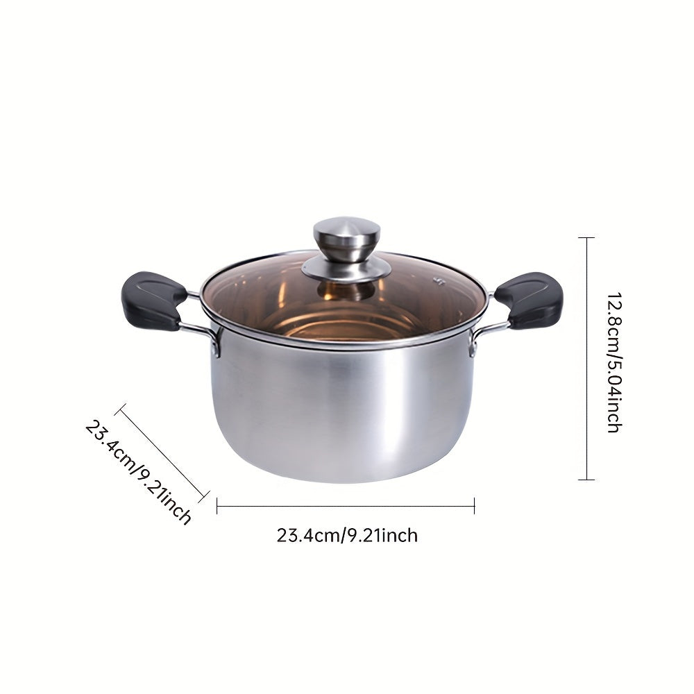 Stainless Steel Soup Pot with Lid Dual Handles Induction Safe Dishwasher Safe