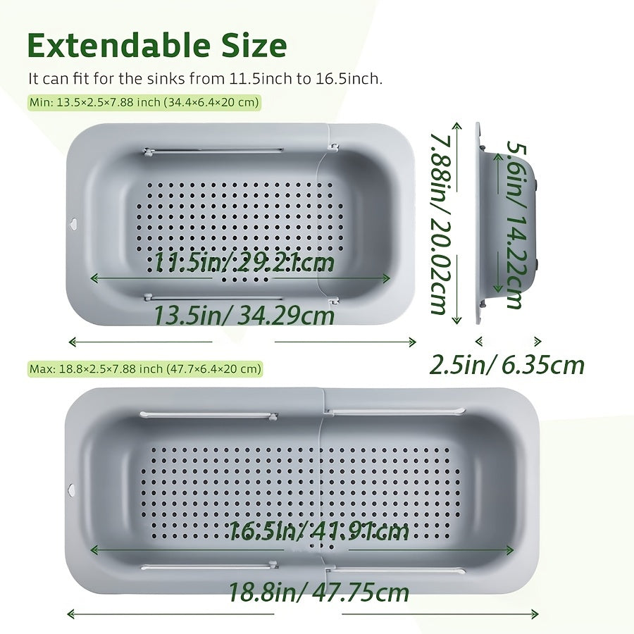 Extendable Collapsible Sink Colander and Strainer for Fruits and Vegetables
