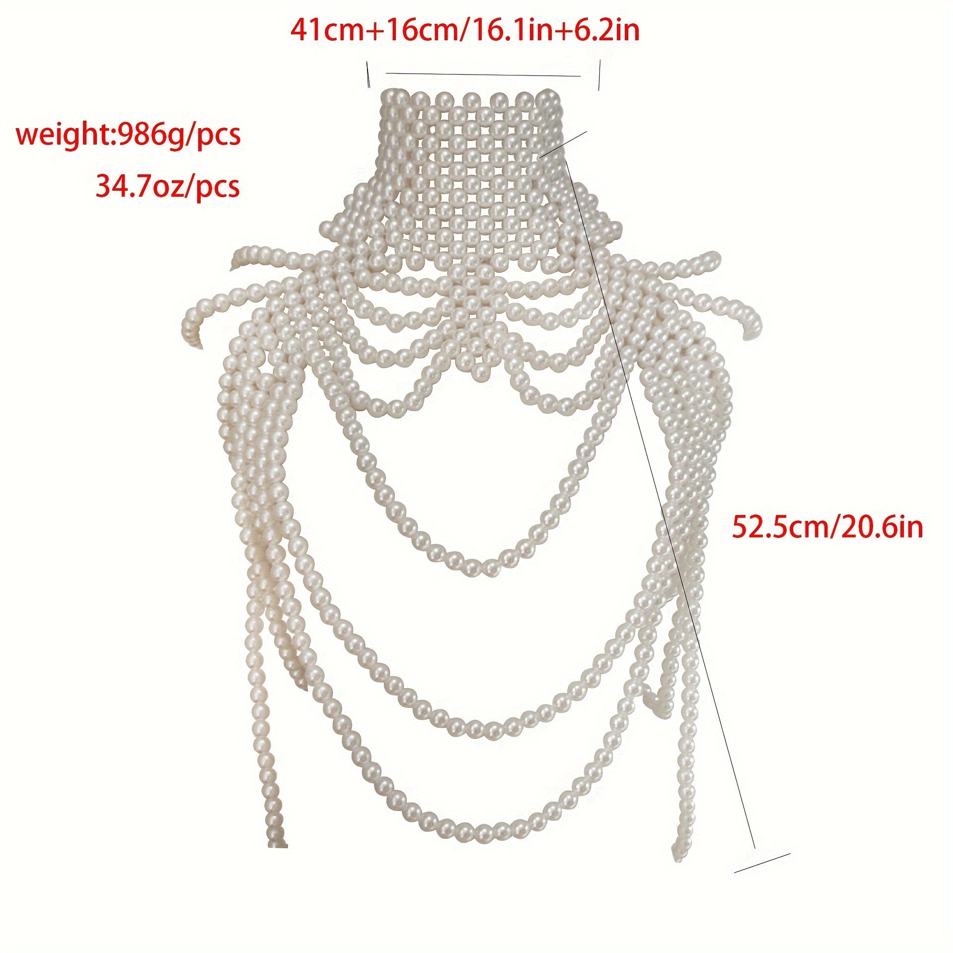Women's Faux Pearl Multi-Layer Tassel Bra Chain Vintage Beaded Shoulder Body Jewelry