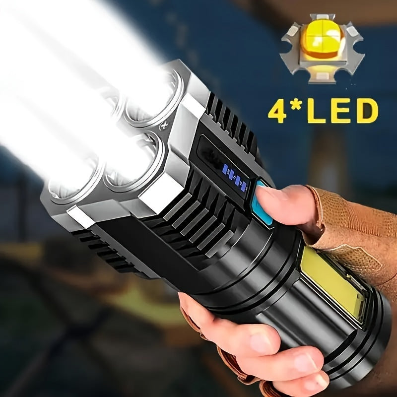 Rechargeable LED Flashlight with COB Side Light 1200mAh Portable Outdoor Camping Torch