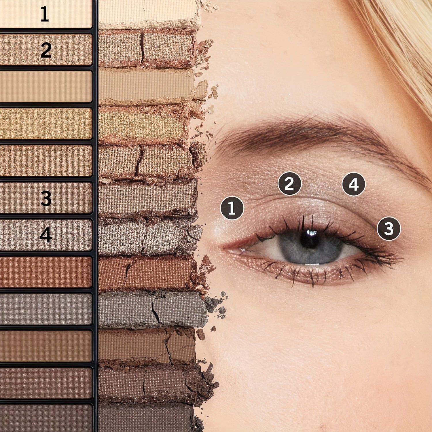 Paleta de sombras de ojos para mujer 12 tonos mezclables en tonos nude y ahumados