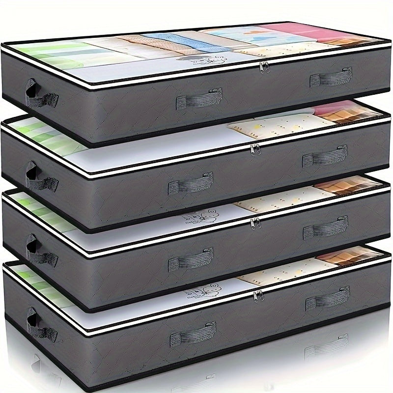 90L Under Bed Storage Containers with Clear Windows and Reinforced Handles for Bedding Clothes and Toys